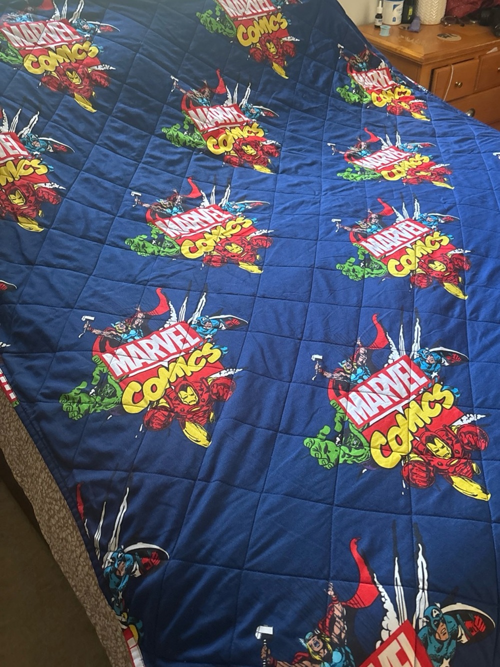 Vtg Y2K Marvel Comics Hulk Thor Iron Man Comforter Bedding Blanket 71 x 64